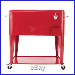 Outdoor Party Portable Rolling Cooler Cart Ice Beer Beverage Chest Red