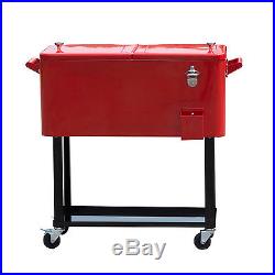 Outdoor Patio 80quart Party Portable Rolling Cooler Cart Ice Beer Beverage Chest