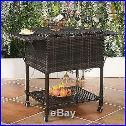 Outdoor Patio Bar Cooler Ice Table Rolling Party Cart Portable Beverage Backyard