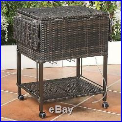 Outdoor Patio Bar Cooler Ice Table Rolling Party Cart Portable Beverage Backyard