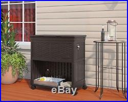 Outdoor Patio Cooler Cabinet Storage Station Rolling Porch Pool Deck Backyard