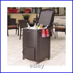 Outdoor Patio Cooler Ice Chest Deck Party Picnic Large Sturdy Resin Wicker Roomy