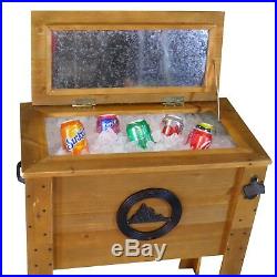 Outdoor Patio Cooler Rustic Wood Chest Beverage Beer Ice Deck Box Gift Idea