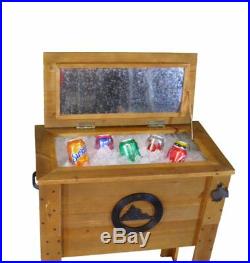 Outdoor Patio Cooler Rustic Wood Chest Beverage Beer Ice Deck Box Gift Idea
