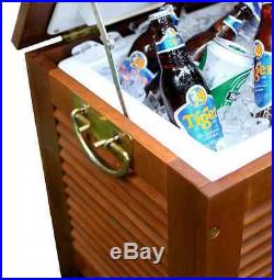 Outdoor Patio Cooler Wooden Icebox Beverage Deck Chest BBQ Pool Party Beer NEW