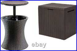 Outdoor Patio Furniture and Hot Tub Side Table with 7.5 Gallon Beer and Wine Coo