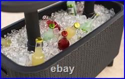 Outdoor Patio Pool Bar Cocktail Coffee Table Party Drink Ice Cooler Brown Resin