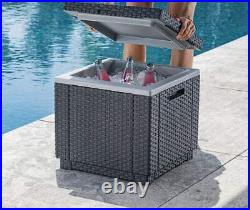 Outdoor Patio Poolside Backyard Deck Ice Cube Cooler Table Seat Beer Wine Gray