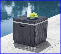 Outdoor Patio Poolside Backyard Deck Ice Cube Cooler Table Seat Beer Wine Gray