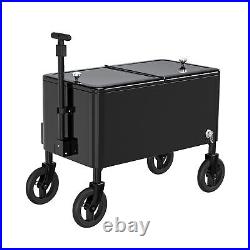 Outdoor Portable Drink Cooler Patio Ice Chest Rolling Cart with Detachable Wheels