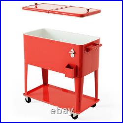 Outdoor Portable Rolling Party Cooler Cart Patio Mobile Ice Chests Beverage