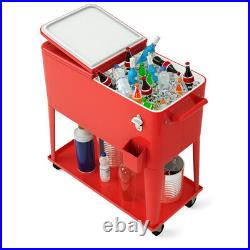 Outdoor Portable Rolling Party Cooler Cart Patio Mobile Ice Chests Beverage
