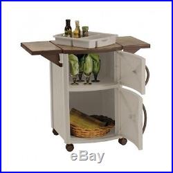 Outdoor Prep Station Portable Cutting Board Table Rolling Tray Patio Storage