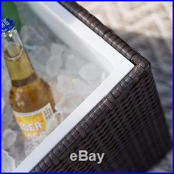 Outdoor Wicker Cooler Patio Ice Chest Bar Party Pool Beverage Portable Cabinet