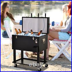 Outsunny 68QT Ice Chest Portable Poolside Bar Cold Drink Rolling Cart on Wheels