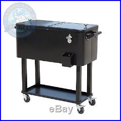 Outsunny 80 QT Rolling Ice Chest Portable Patio Party Drink Cooler Cart Black