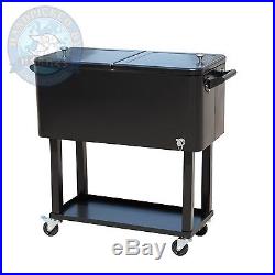 Outsunny 80 QT Rolling Ice Chest Portable Patio Party Drink Cooler Cart Black