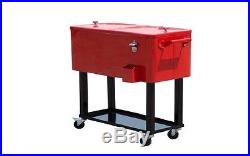 Outsunny 80 QT Rolling Ice Chest Portable Patio Party Drink Cooler Cart Red