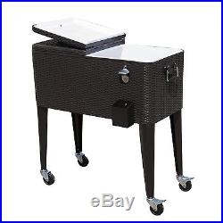 Outsunny B2-0013 Rolling Ice Chest Portable Patio Party Drink Cooler Cart 80