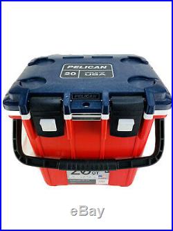 PELICAN Elite Cooler 20 Quart USA Red White Blue Extreme Ice Retention 25LBS ICE