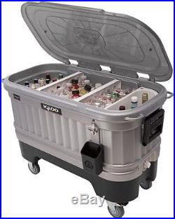 Party Cooler Bar Rolling 125 Qt Patio Outdoor Deck Chest Portable Illuminated