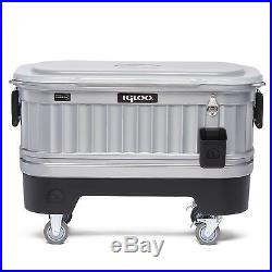 Party Cooler LED Light Ice Chest Rolling Wheels Beverage Caddy Camping Outdoor