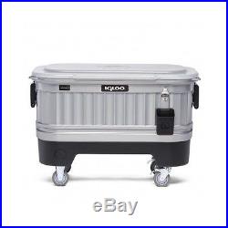 Party Cooler LED Light Ice Chest Rolling Wheels Beverage Caddy Camping Outdoor