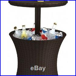 Patio Cool Bar Rattan Outdoor Cooler Table Party Drinks Ice Brown Deck Furniture