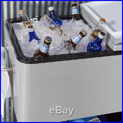 Patio Cooler Cart Ice Chest Rolling Party Outdoor Portable Deck Beverage 80 Qt