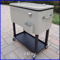 Patio Cooler Cart Ice Chest Rolling Party Outdoor Portable Deck Beverage 80 Qt