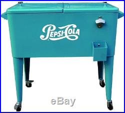 Patio Cooler Cart Outdoor Ice Chest Rolling 80 Qt. Drinks Storage Carrier Stack