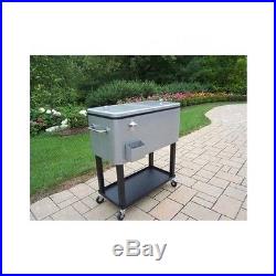 Patio Cooler Cart Outdoor Rolling Ice Chest Party Deck Beverage Stainless Steel