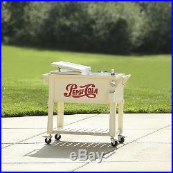 Patio Cooler Cart Rolling Pepsi Vintage Style Insulated 80 Qt 20 Gl Ice Chest