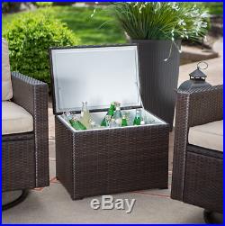 Patio Cooler Pool Side Deck Ice Chest Backyard Party Wicker Furniture Outdoor