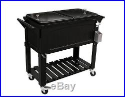 Patio Cooler Rolling Party Ice Chest Bar Deck Pool Outdoor Portable Coolers Blk