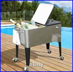 Patio Cooler cart On Wheels Ice Chest Rolling Outdoor Patio Furniture Party
