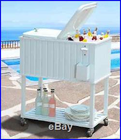 Patio Coolers On Wheels 60 Quart Outdoor Party Deck Beverage Cart Portable Chest