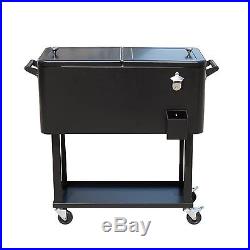 Patio Deck Cooler Rolling Outdoor 80 Quart Solid Steel Construction Home Party