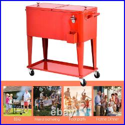 Patio Deck Cooler Rolling Outdoor 80 Quart Solid Steel Construction Party Home