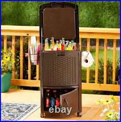 Patio Drinks Coolers Ice Chest Storage Cart Portable Backyard Party Server Brown