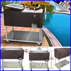 Patio Portable Rolling Cooler Cart Party Wedding Ice Beer Chest Trolley Ratten