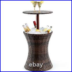 Patiojoy Adjustable Outdoor Rattan Ice Cooler Cool Bar Table Party Deck Pool