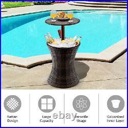 Patiojoy Adjustable Outdoor Rattan Ice Cooler Cool Bar Table Party Deck Pool