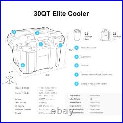 Pelican 30QT Elite Cooler Extreme Ice Retention Bottle Opener Tan and Orange