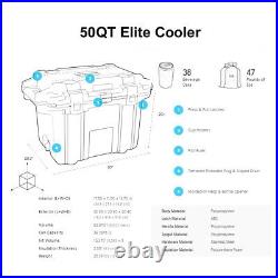 Pelican 50QT Elite Cooler Extreme Ice Retention Tan with Orange Accents