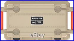 Pelican Cooler 70QT Elite, Tan with Orange Trim 70Q-2-TANORG