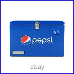 Pepsi 21-Quart Ice Chest, Small Portable Cooler, Hard-Sided Steel Metal Coole