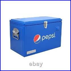 Pepsi 21-Quart Ice Chest, Small Portable Cooler, Hard-Sided Steel Metal Coole