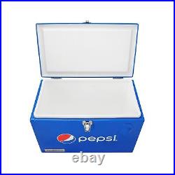 Pepsi 21-Quart Ice Chest, Small Portable Cooler, Hard-Sided Steel Metal Coole