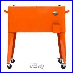 Permasteel 80 Qt Steel Coated Rolling Insulated Patio Cooler, Orange (Open Box)